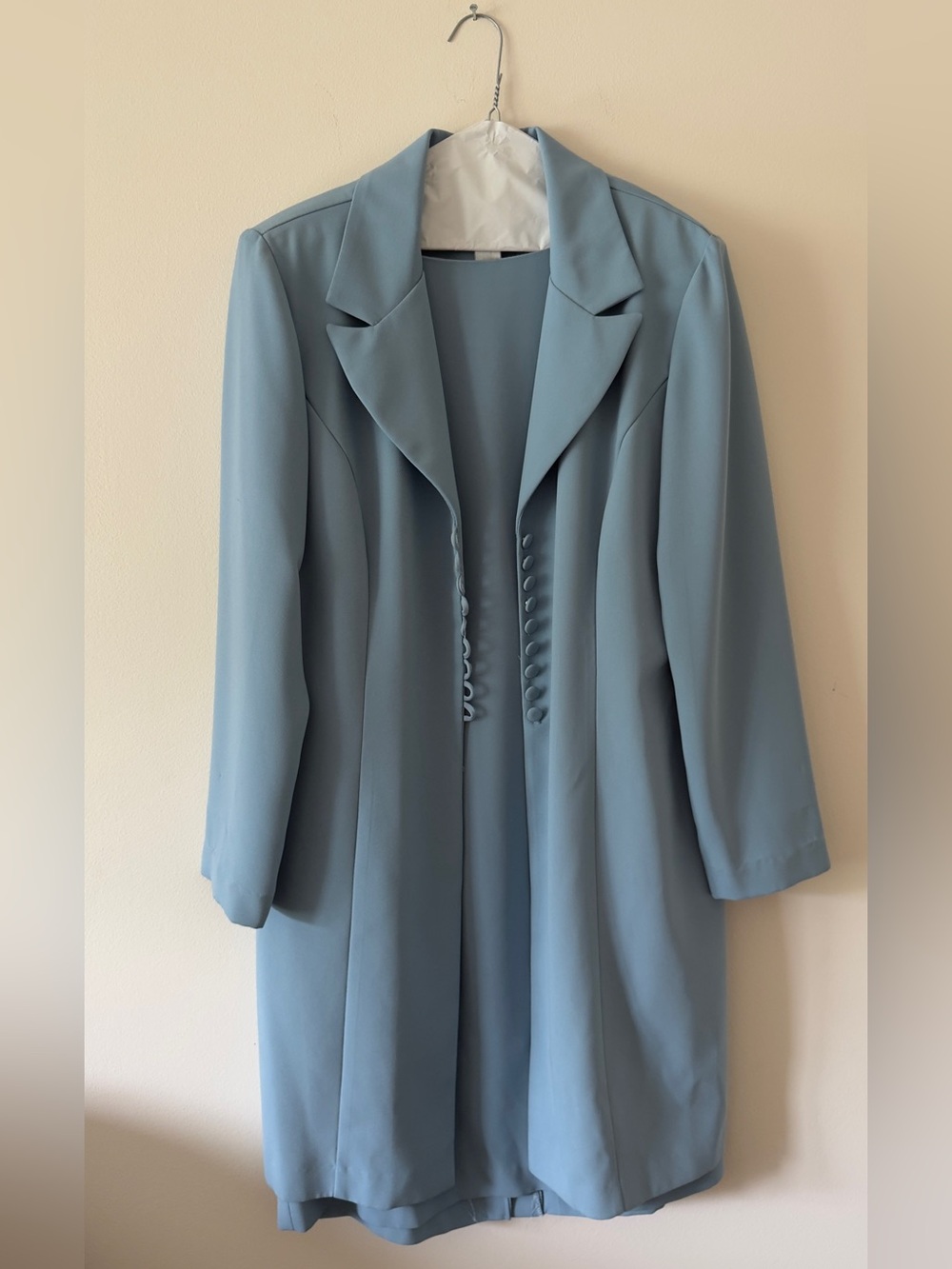 Virgo Dusty Blue Long Women's Blazer Coat and Dress Set